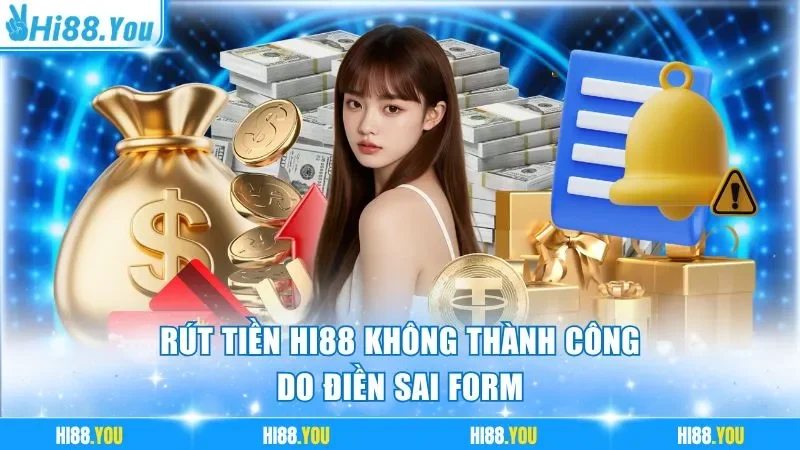 Rút tiền Hi88 không thành công do điền sai form